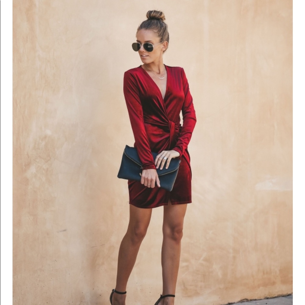 Velvet Twist dress Wine - Holiday Dress